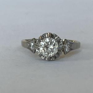 6286- Bague Solitaire Or Gris Platine Diamant 0,80 Ct