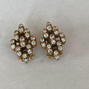 6295- Boucles d'Oreilles Oj Perrin Or Jaune Diamants