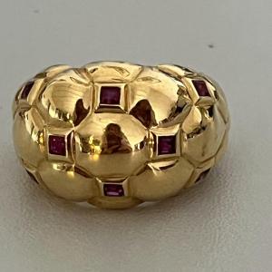 5565- Bague Boule Or Jaune Rubis