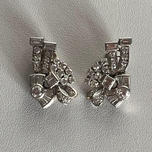 6205- White Gold Platinum Diamond Earrings