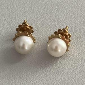 6206- Yellow Gold Akoya Pearl Earrings