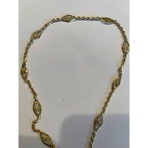 4133- Filigree Yellow Gold Necklace 40 Cm