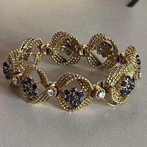 5092- Yellow Gold Diamond Sapphire Wire Bracelet