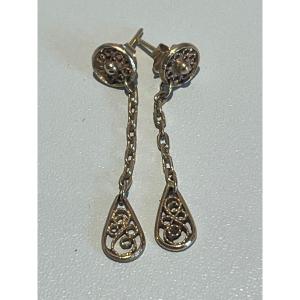 4849- Yellow Gold Filigree Dangle Earrings