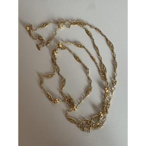 5278- Long Yellow Gold Sautoir Necklace 150 Cm