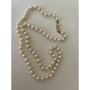 5482- Akoya Cultured Pearl Necklace Yellow Gold Clasp Pearls