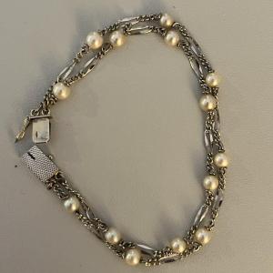 6180b- Double Row Bracelet White Gold Akoya Pearls