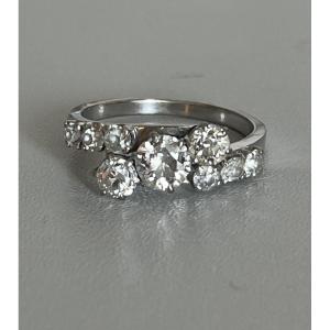 6406- White Gold Cross Ring With Diamonds 1.30 Ct