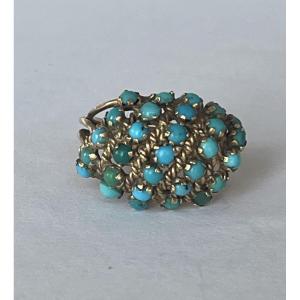 6363- Yellow Gold Turquoise Ball Ring