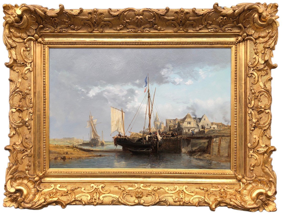 Noel Jules French Painting 19th Front Port Oil On Strong Cardboard Signed ​​​​​​​certificat-photo-7