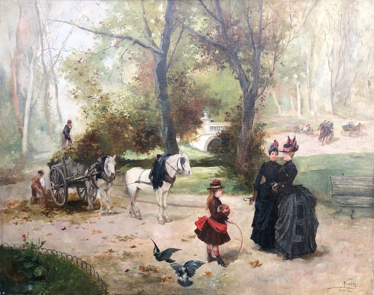 De Paredes Vincent Animation In The Tuileries Garden Oil On Canvas Signed ​​​​​​​certificat-photo-2