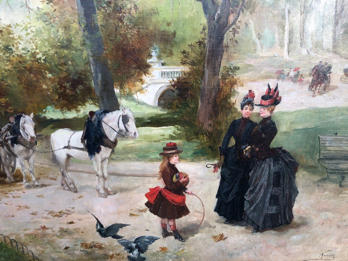De Paredes Vincent Animation In The Tuileries Garden Oil On Canvas Signed ​​​​​​​certificat-photo-3