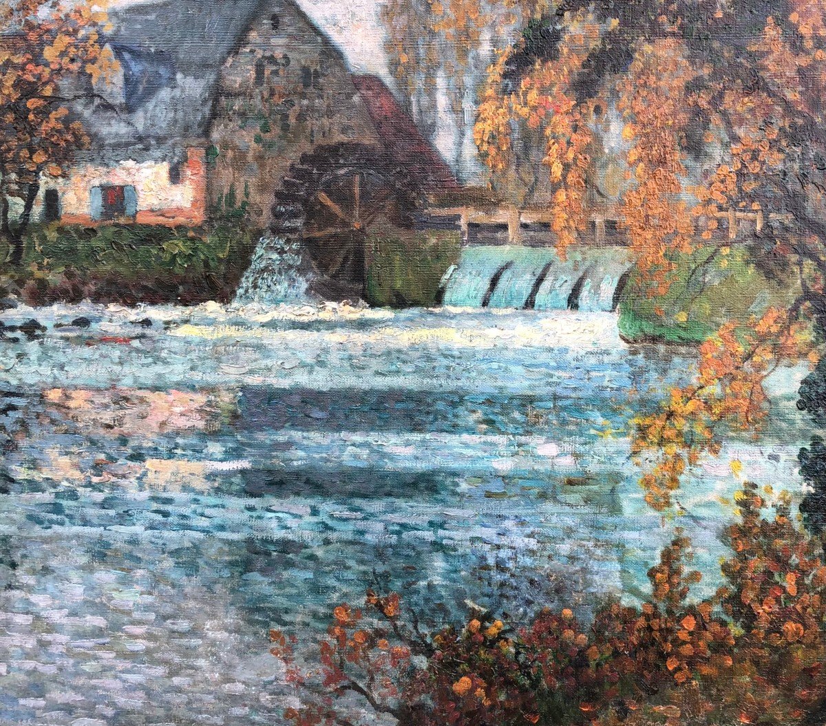 Chigot Eugène French Painting The Water Mill On The River Oil On Canvas Signed Certificate-photo-3