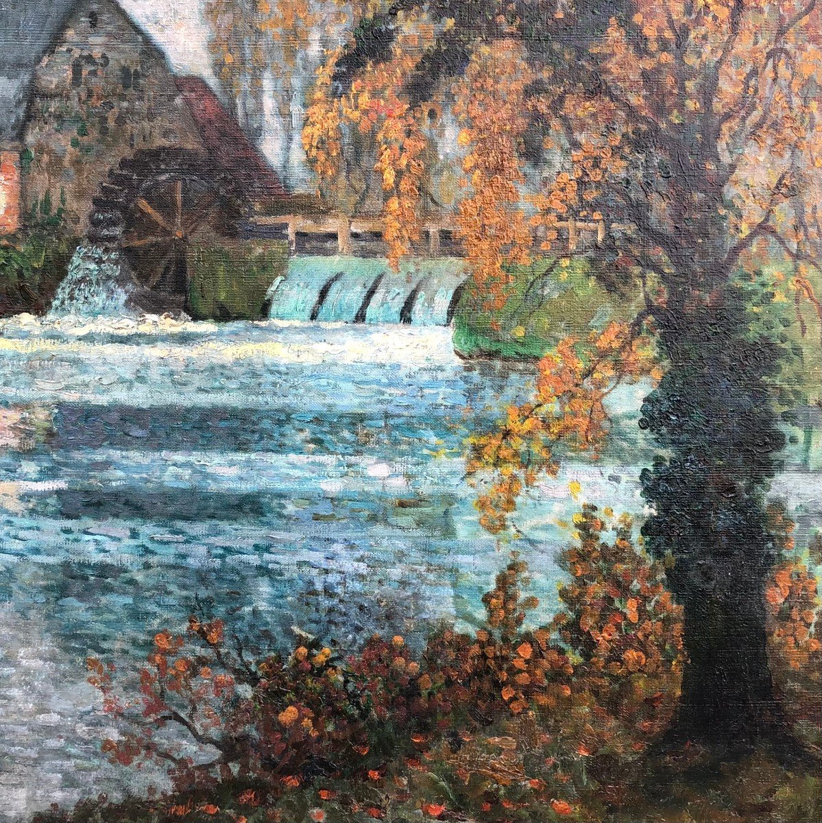 Chigot Eugène French Painting The Water Mill On The River Oil On Canvas Signed Certificate-photo-1