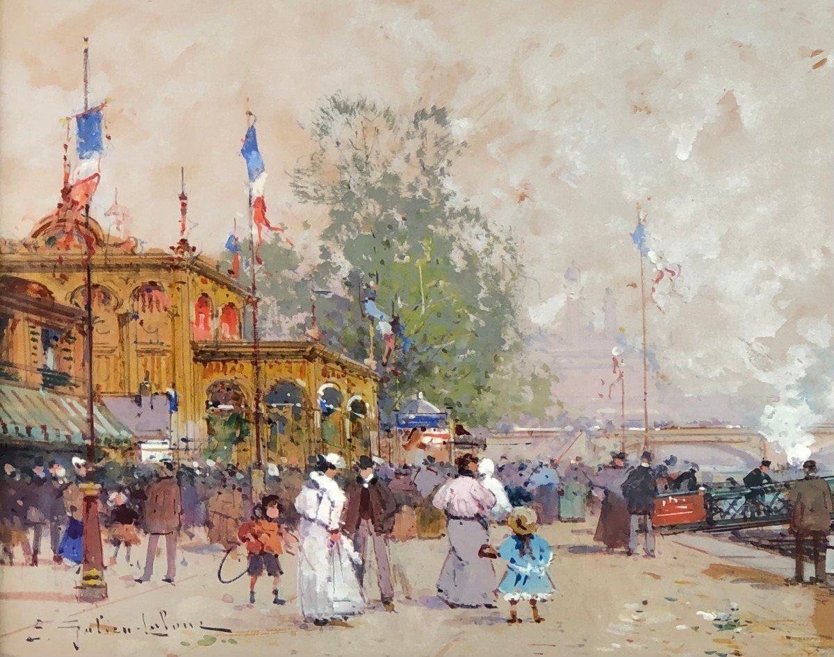 Galien Laloue French Painting 20th Paris French Pavilion Universal Exhibition 1900 Certif-photo-1