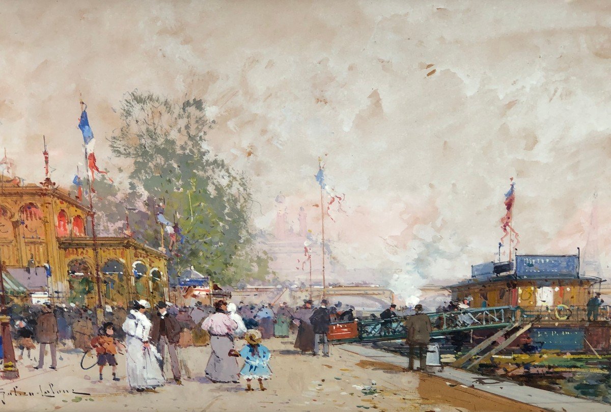 Galien Laloue French Painting 20th Paris French Pavilion Universal Exhibition 1900 Certif-photo-3