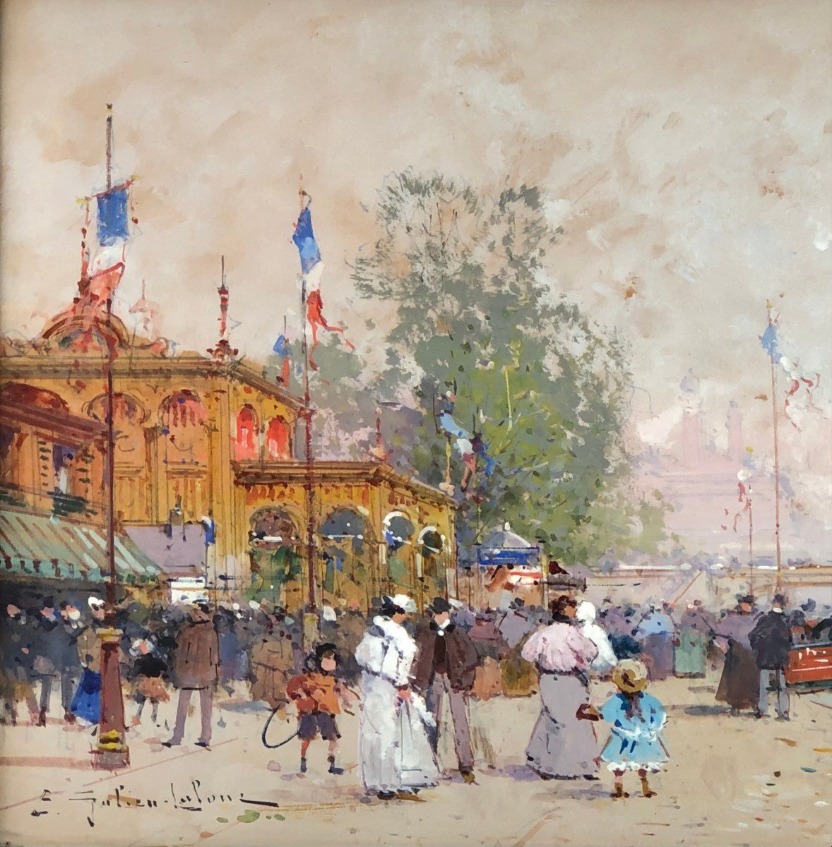 Galien Laloue French Painting 20th Paris French Pavilion Universal Exhibition 1900 Certif-photo-5