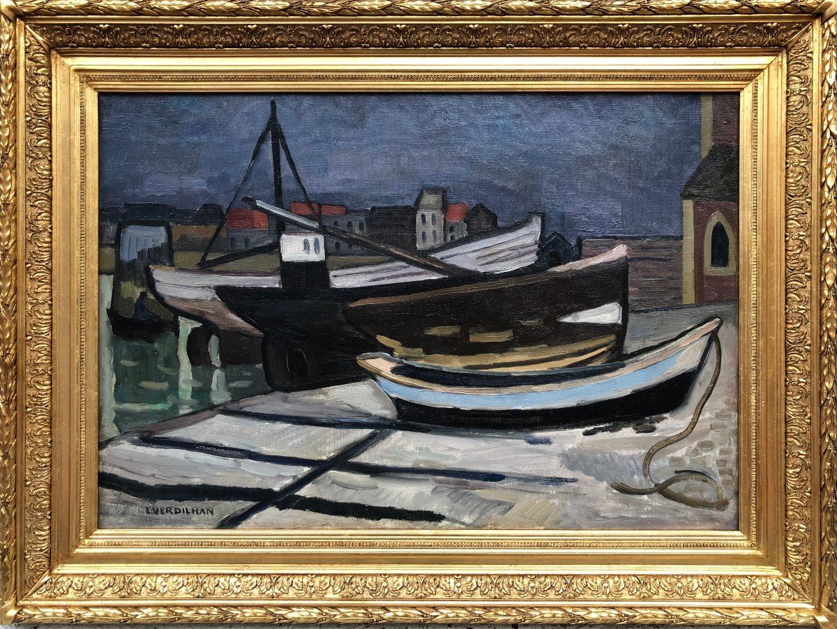 Verdilhan Louis Mathieu Provençal Painting View Of The Port Of Cassis Oil Canvas Signed Certificate-photo-3