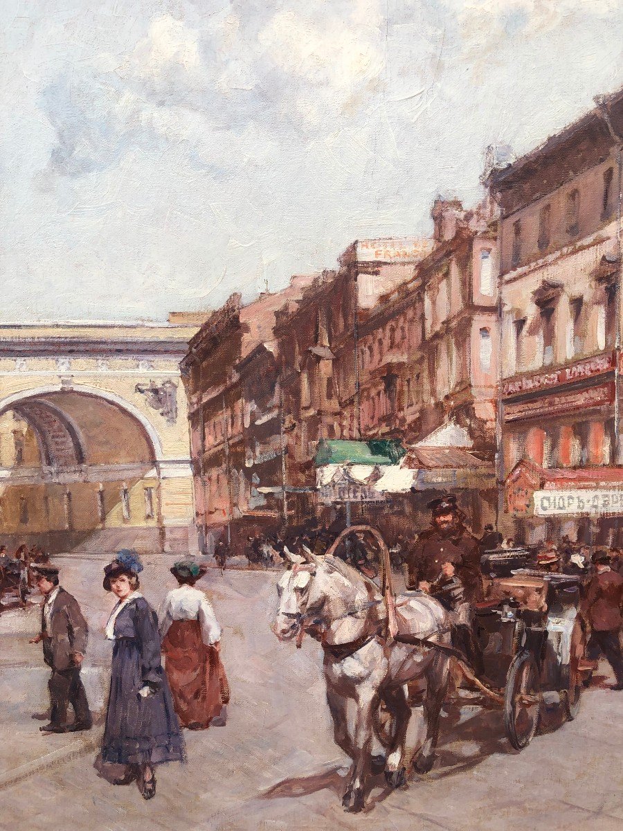 Leon Zeytline St. Petersburg Studio Chapiro Nevsky Prospect Oil Canvas Signedcertificatcatalogue-photo-4