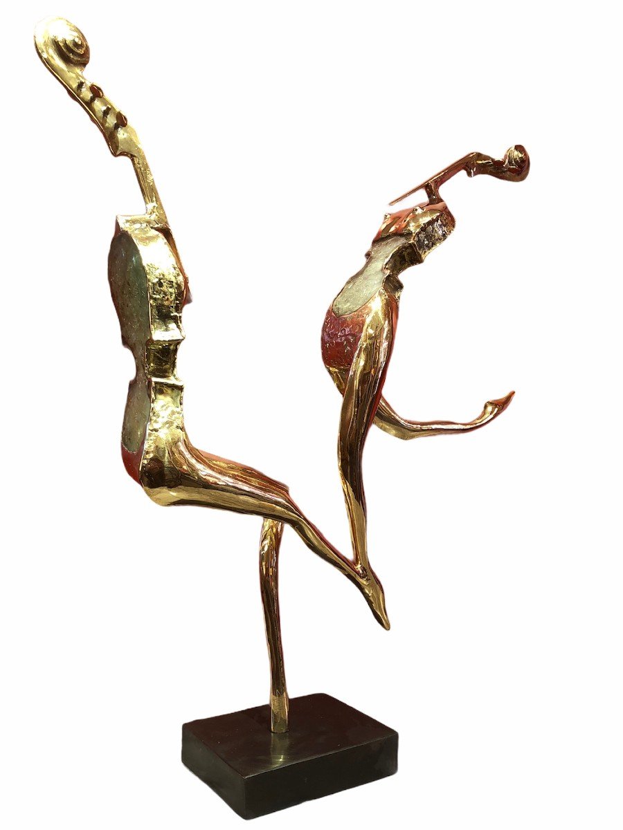 Sculpture With Two Dancers Stamped Unique Work-photo-2