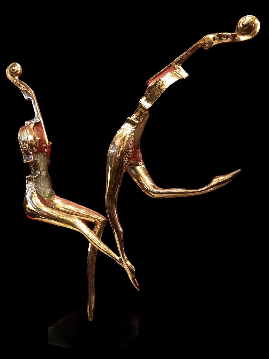 Sculpture With Two Dancers Stamped Unique Work