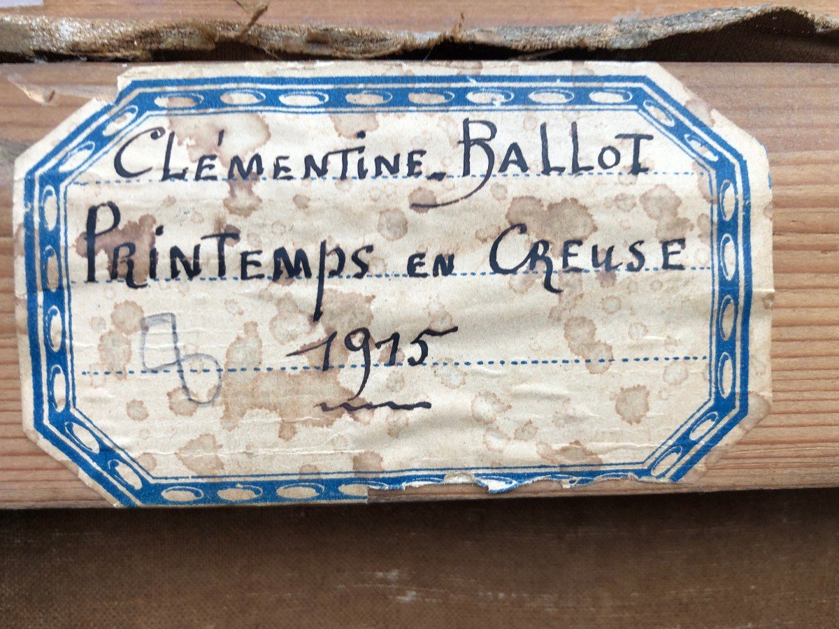 Ballot Clémentine French Painting Spring In Creuse 1915 Oil Canvas Signed Certificate-photo-5