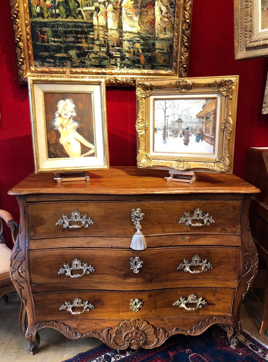 18th Century Commode From Quercy, Louis XV Period In Walnut Opening With 3 Drawers