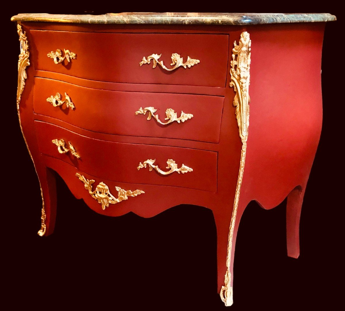 Louis XV Style Commode Opening With Three Drawers In Painted Wood