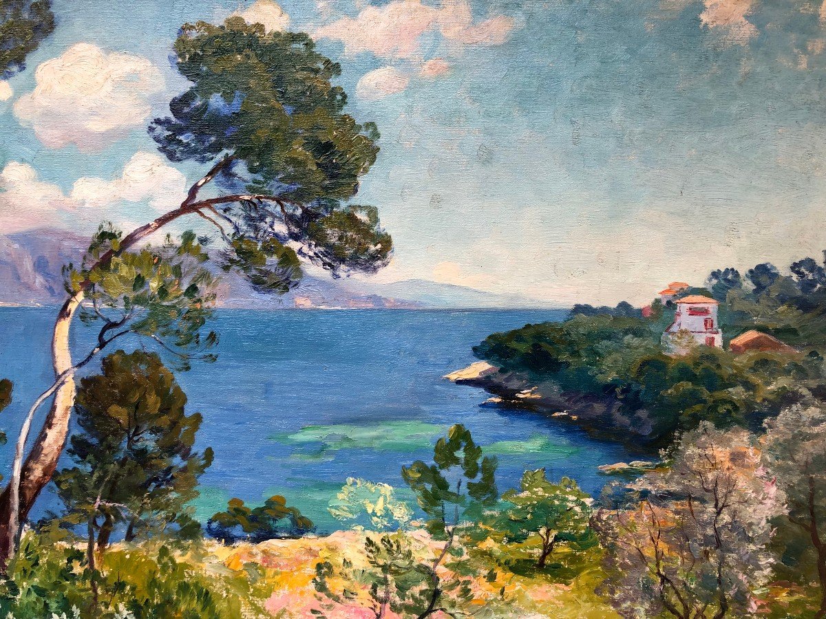 Jamet Henri Le Cap Ferrat In 1927 Oil On Canvas Signed Dated 1927 Certificate Of Authenticity-photo-3