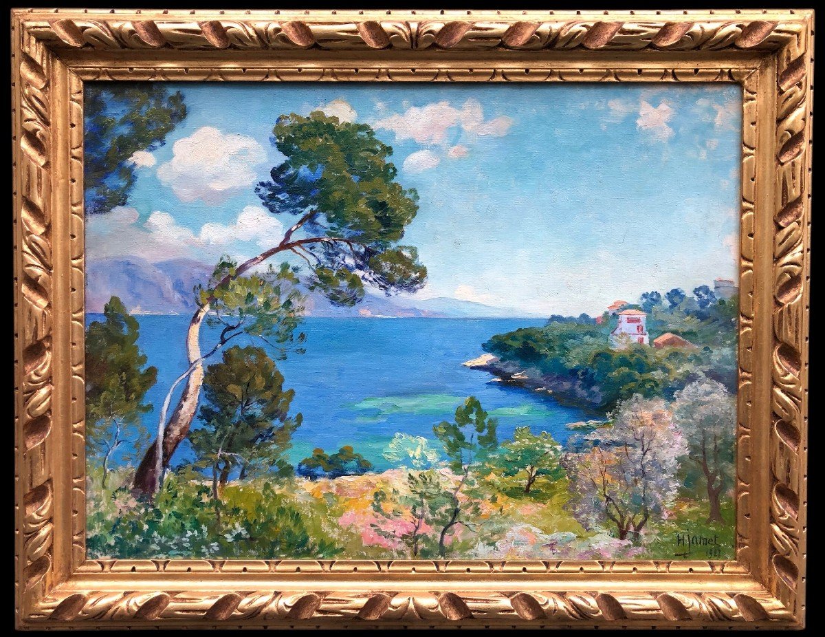 Jamet Henri Le Cap Ferrat In 1927 Oil On Canvas Signed Dated 1927 Certificate Of Authenticity