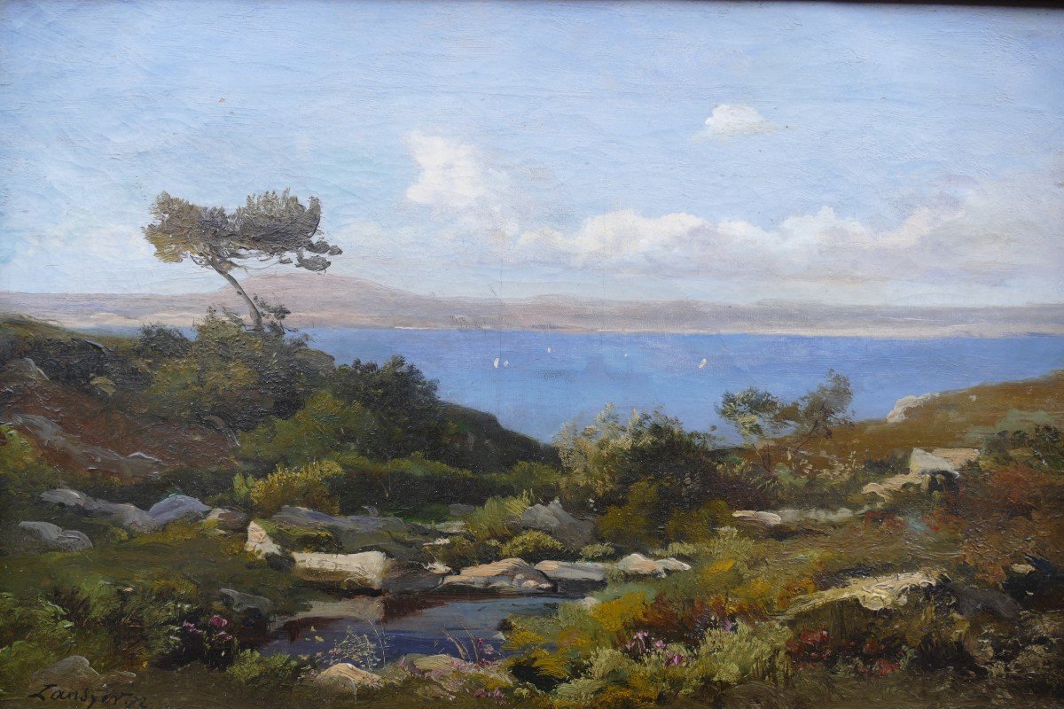 Lansyer Emmanuel Peinture 19è Siècle Paysage Méditerranée Huile Toile Signée Datée Certificat-photo-2