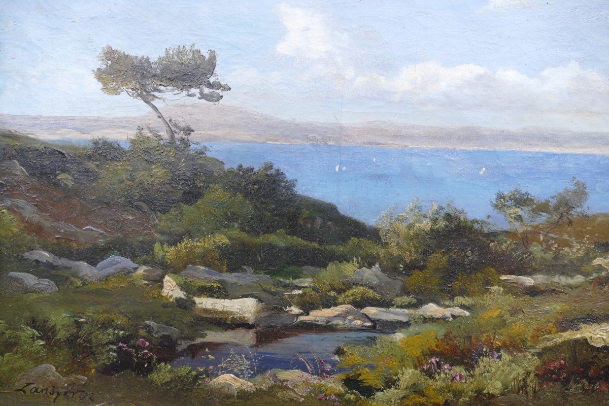 Lansyer Emmanuel Peinture 19è Siècle Paysage Méditerranée Huile Toile Signée Datée Certificat-photo-4