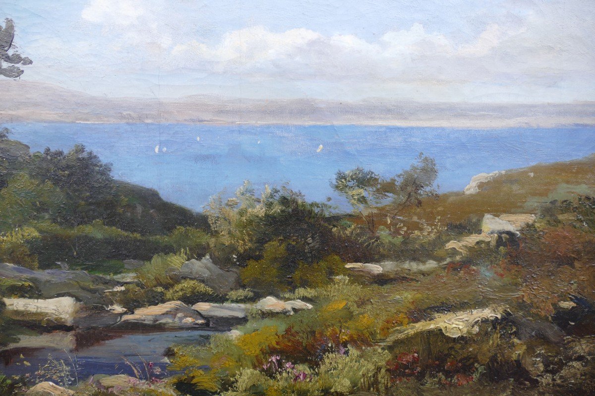 Lansyer Emmanuel Peinture 19è Siècle Paysage Méditerranée Huile Toile Signée Datée Certificat-photo-2