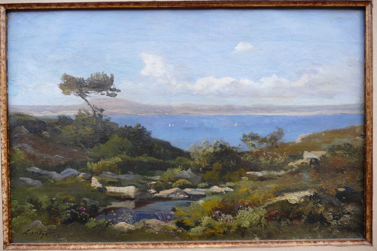 Lansyer Emmanuel Peinture 19è Siècle Paysage Méditerranée Huile Toile Signée Datée Certificat-photo-4