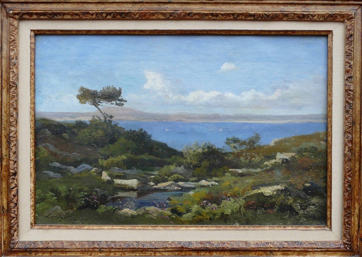 Lansyer Emmanuel Peinture 19è Siècle Paysage Méditerranée Huile Toile Signée Datée Certificat-photo-6