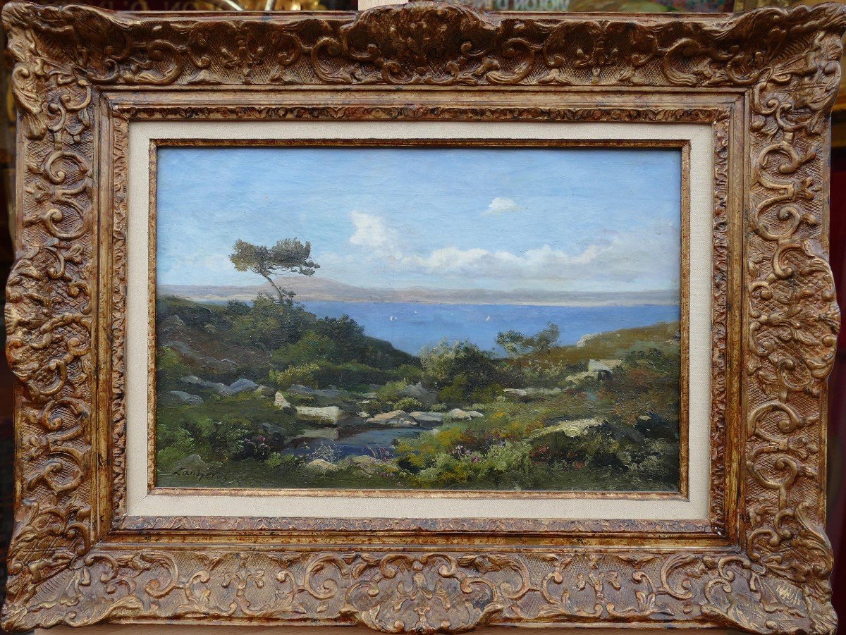 Lansyer Emmanuel Peinture 19è Siècle Paysage Méditerranée Huile Toile Signée Datée Certificat