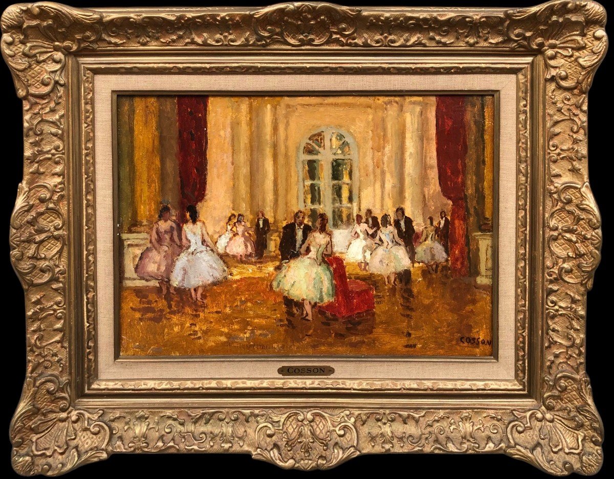 Cosson Marcel Painting 20th The Subscribers' Lounge Oil Canvas Signed Certificate Of Authenticity-photo-3