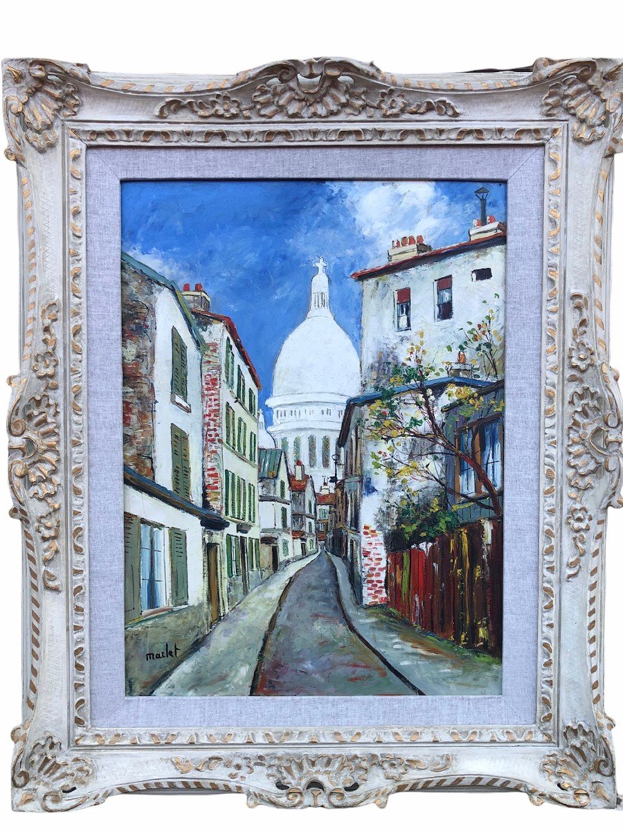 Maclet Elisée Painting 20th Paris Montmartre Sacred Heart Oil Signed Certificate Of Authenticity