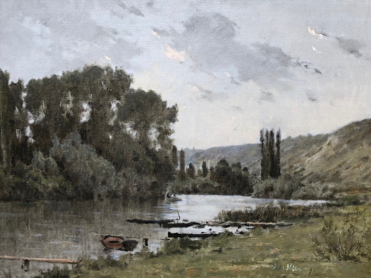 Foubert Emile Peinture Française 20è Ecole Barbizon La Seine à Vetheuil Huile Signée Certificat-photo-2