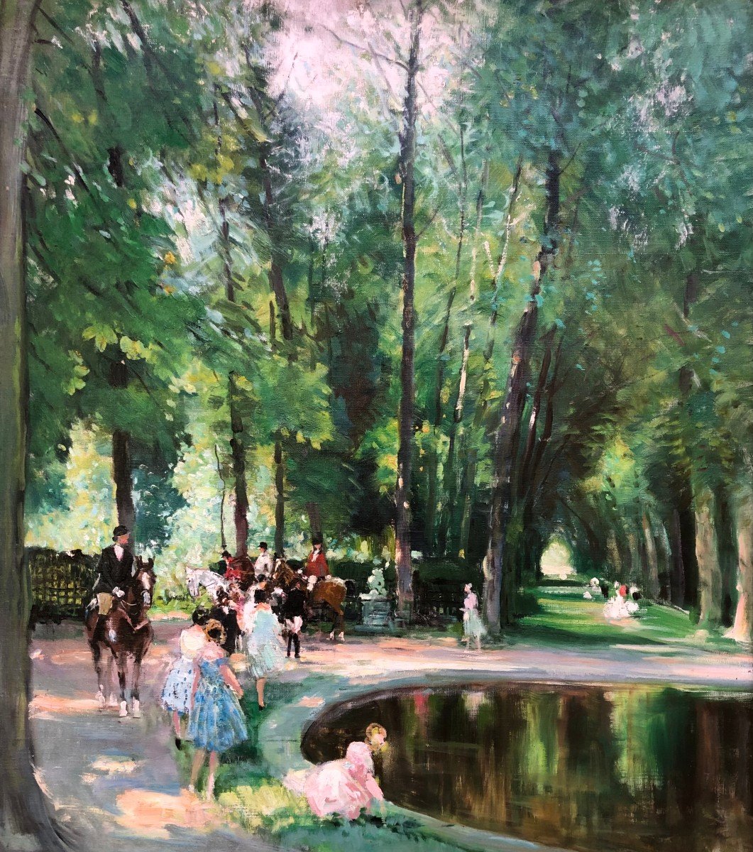 Herve Jules Langres Walk In Blanchefontaine Oil Canvas Signed Certificate Of Authenticity-photo-2