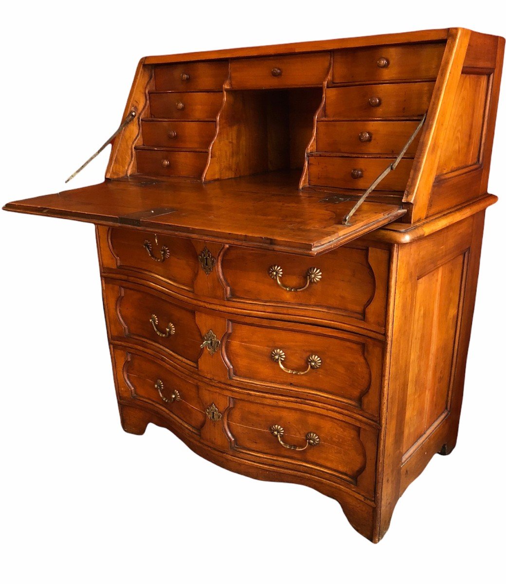 Louis XV Scriban Desk Commode In Walnut 18th Century-photo-3