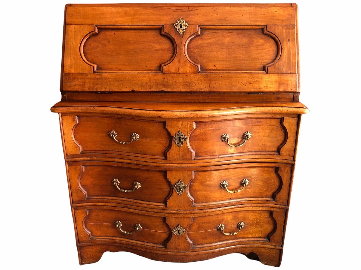 Louis XV Scriban Desk Commode In Walnut 18th Century-photo-4