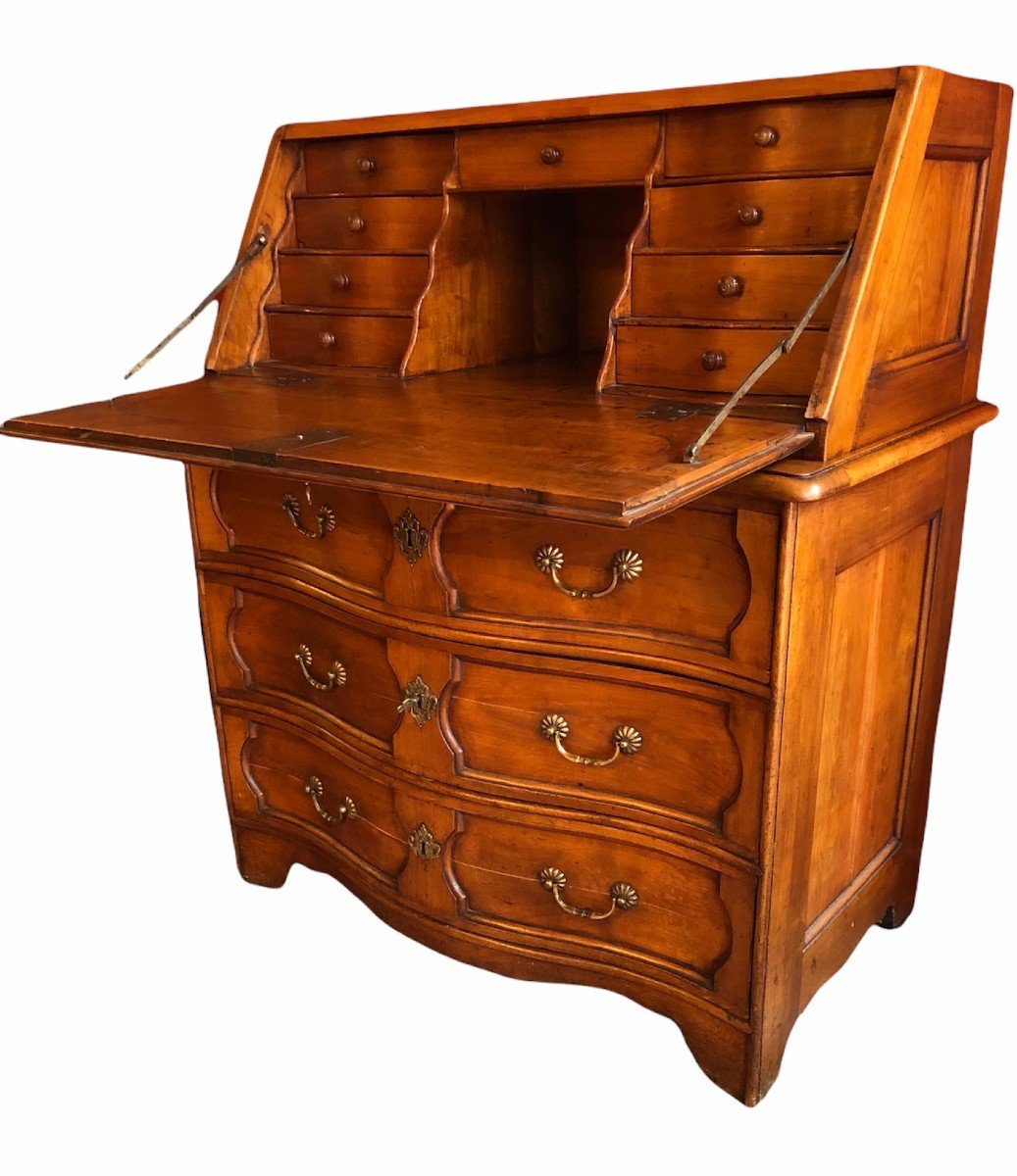 Louis XV Scriban Desk Commode In Walnut 18th Century-photo-2