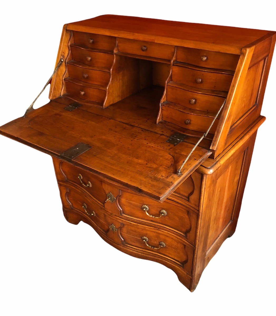 Louis XV Scriban Desk Commode In Walnut 18th Century-photo-3