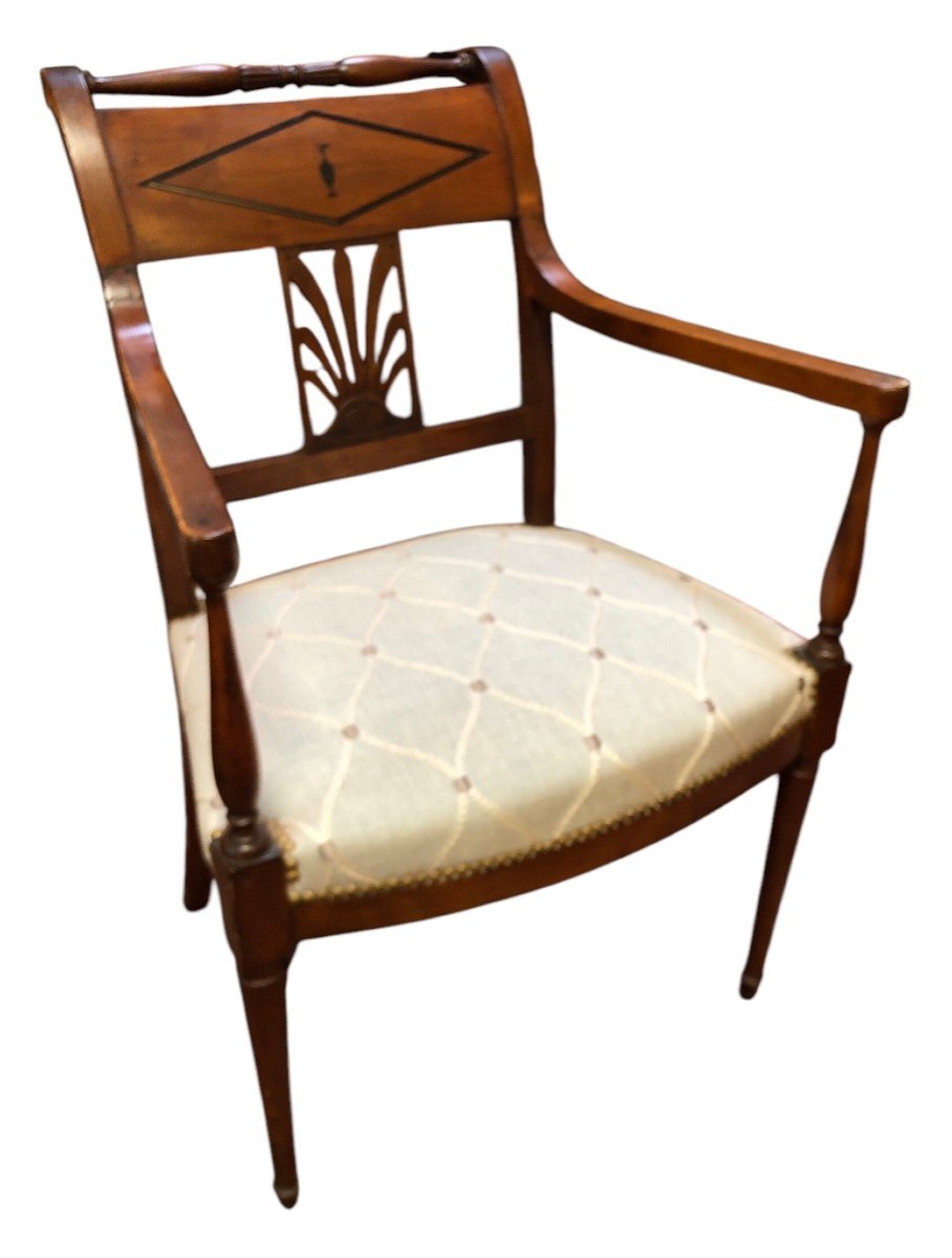 Directoire Period Flat Back Armchair Stamped Chapuis-photo-3