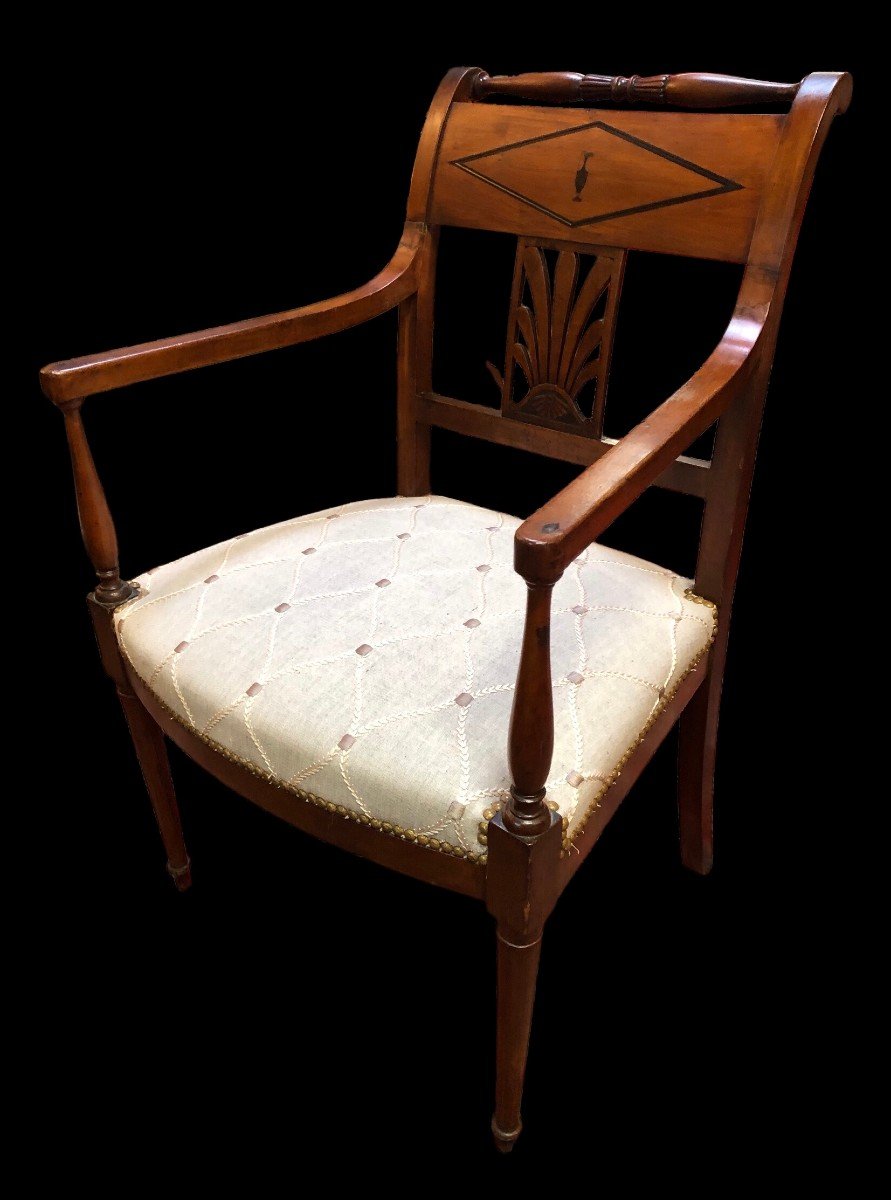 Directoire Period Flat Back Armchair Stamped Chapuis-photo-5