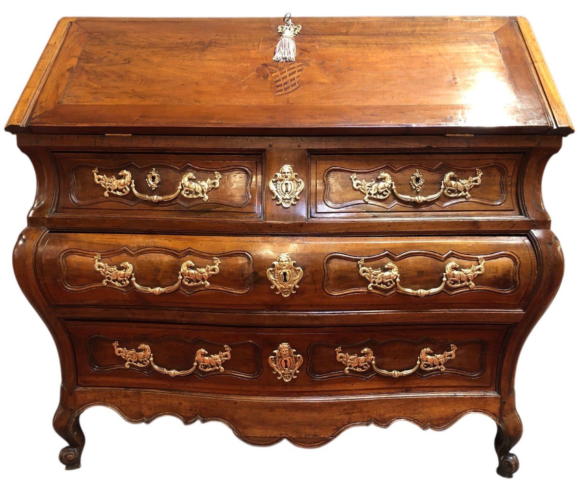 Commode Bordelaise Dite Scriban En Noyer Et Acajou époque Louis XV-photo-6