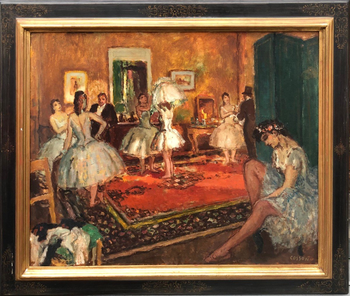 Cosson Marcel Painting 20th Century Paris The Loge At The Opera Oil On Canvas Signed Certificate -photo-1