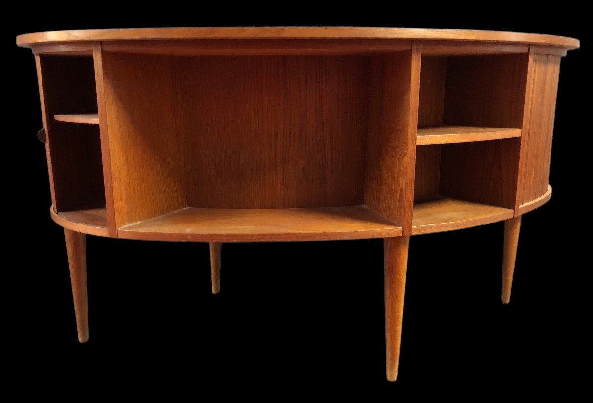 Scandinavian Vintage Teak Desk With Two Bar Compartments Designed By Kaï Kristiansen-photo-2