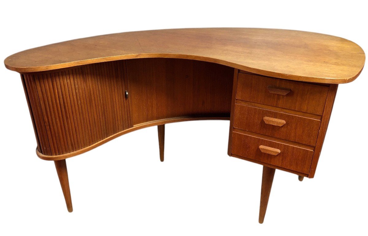 BUREAU Scandinave vintage en teck à deux compartiments bar conçu par Kaï Kristiansen.